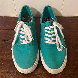 Teal canvas sneakers